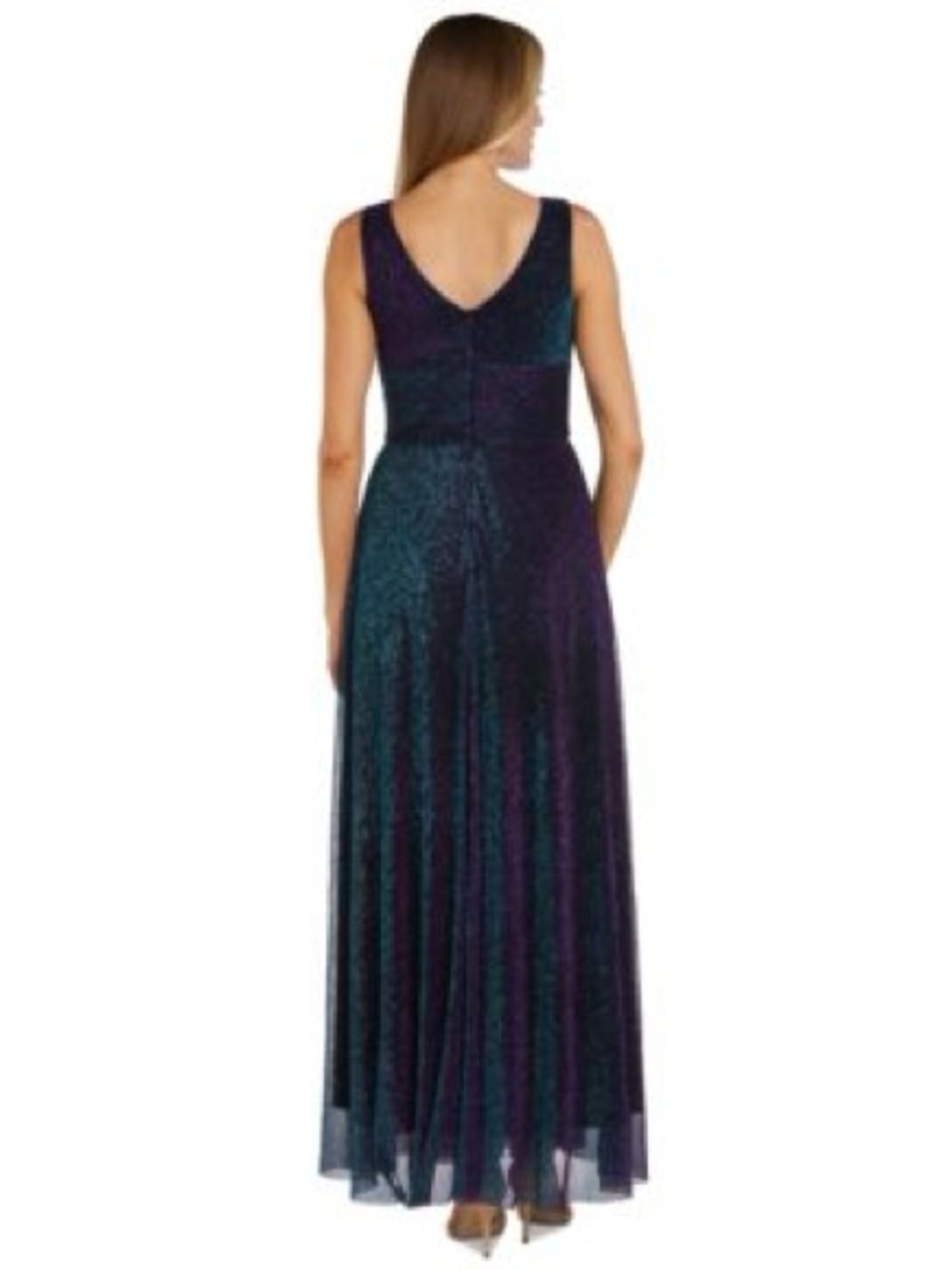 R&M Richards shimmering mermaid metallic purple blue evening gown size 12 - Picture 5 of 14